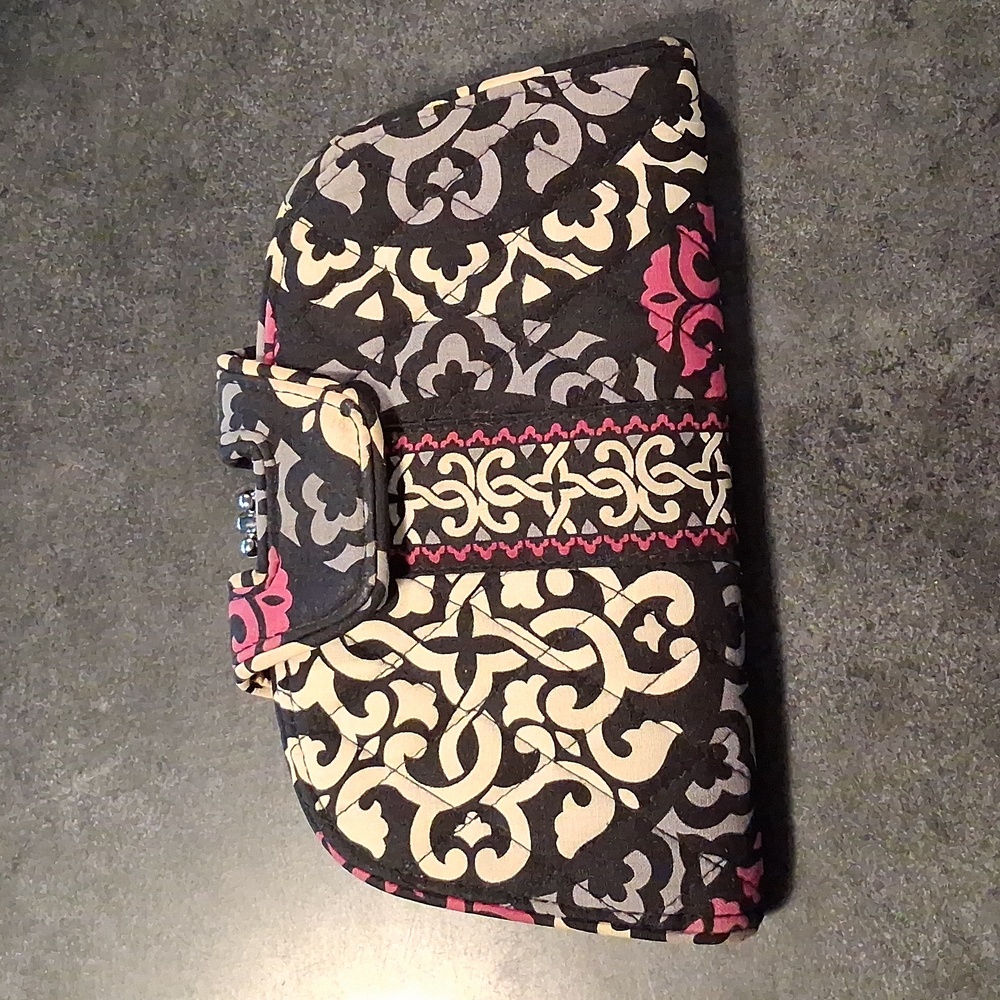 Vera Bradley Black and Pink Patterned Clutch